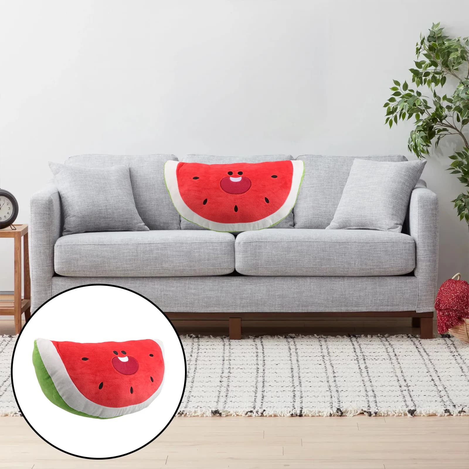 Cuscino a Forma di Anguria 50x26cm, Cuscino Decorativo a Tema Frutta per Divano, Soggiorno, Supporto Lombare, Cuscino da Abbraccio