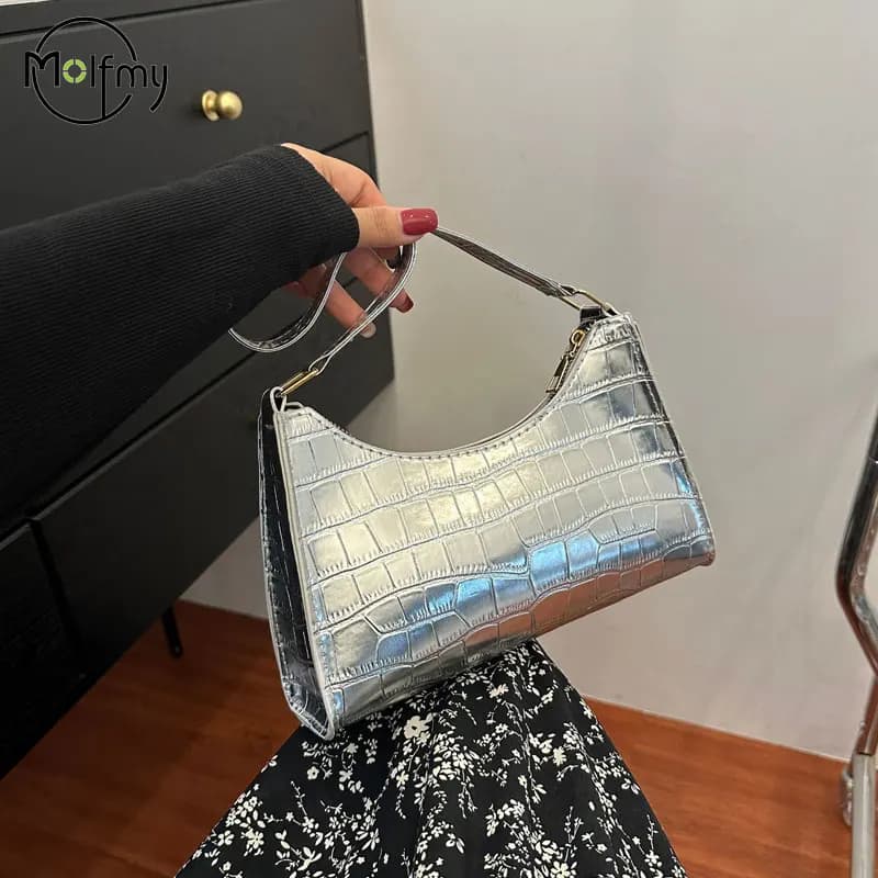 Borse in pelle PU moda per donna Borsa da ascella modello alligatore Borsa da donna piccola sotto le ascelle Borsa a tracolla