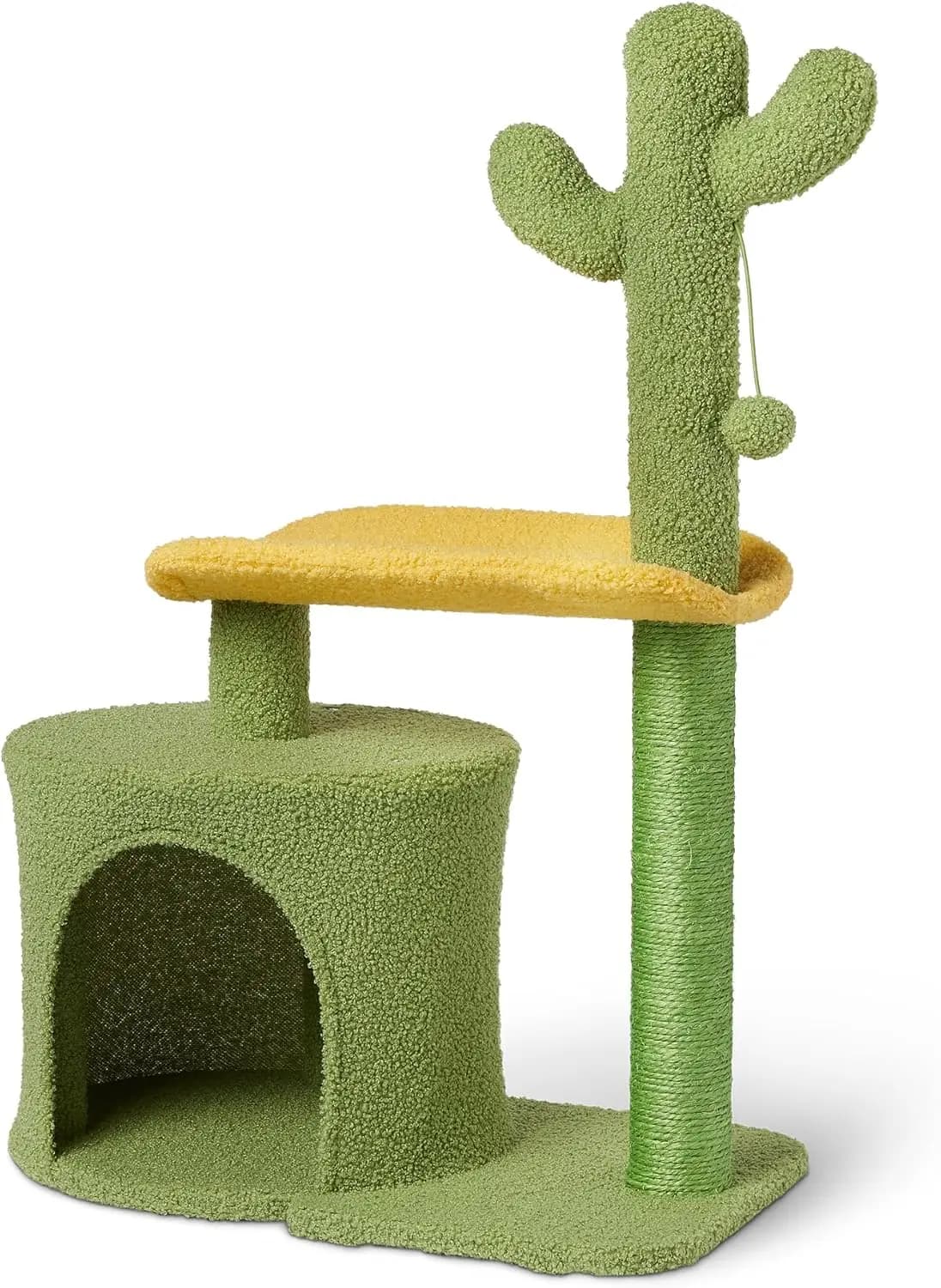 Albero per Gatti da Interno con Tiragraffi, Cuccia Accogliente, Palla Pendente, Verde, 78 cm di Altezza per Gattini