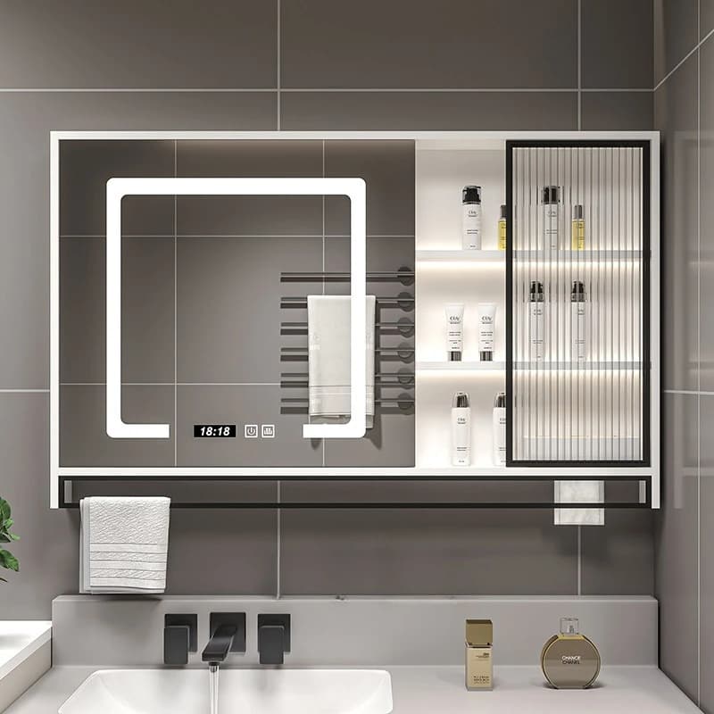 armadietto a specchio intelligente per bagno, contenitore per specchio per WC separato a parete, porta per specchio cosmetico, petite armoire, piccoli mobili