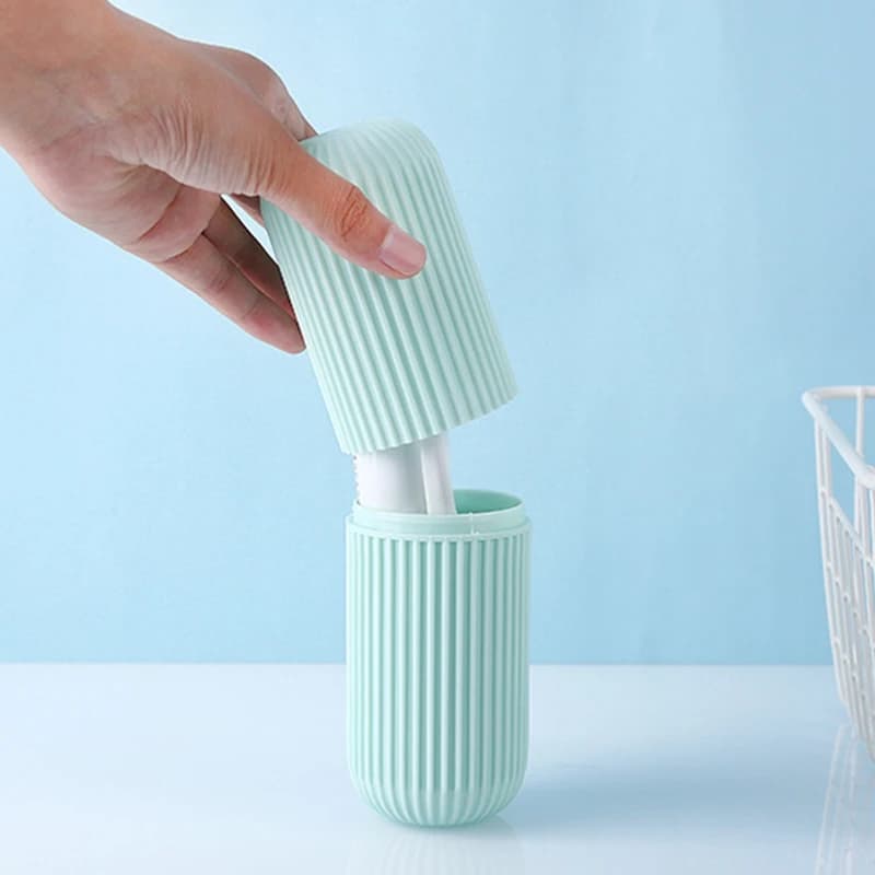 A56K Kit Porta Spazzolino da Denti Portatile con Custodia, Porta Dentifricio e Contenitore Protettivo, Organizer da Viaggio, Bianco