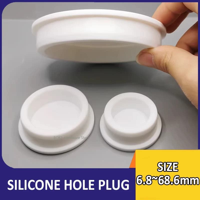 6.8 mm ~ 68.6 mm white silicone hole cap, waterproof sealing rubber washbasin cap, cable cap, decorative cover