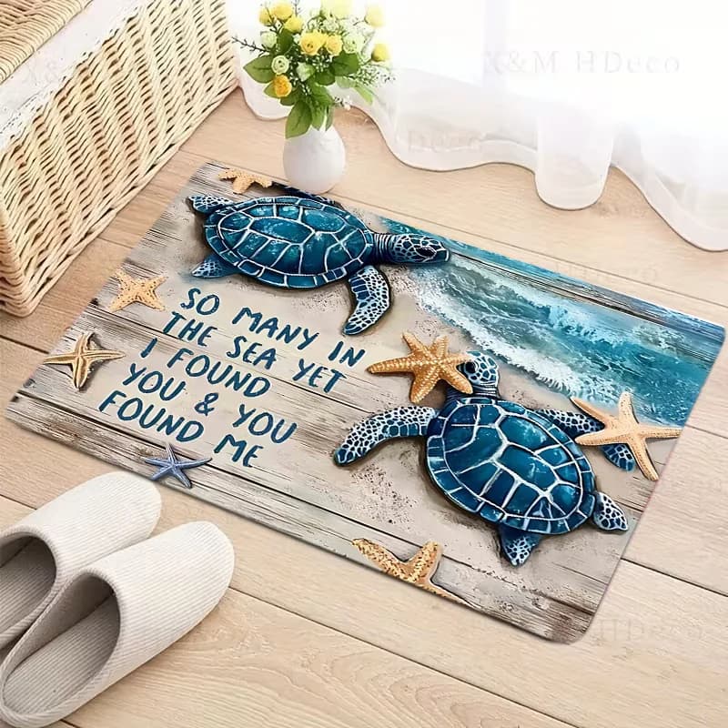 Stunning Nautical Marine Print Non Slip Doormat Refresh Entry Space for Farmhouse Porch and Indoor Home Usage Scene