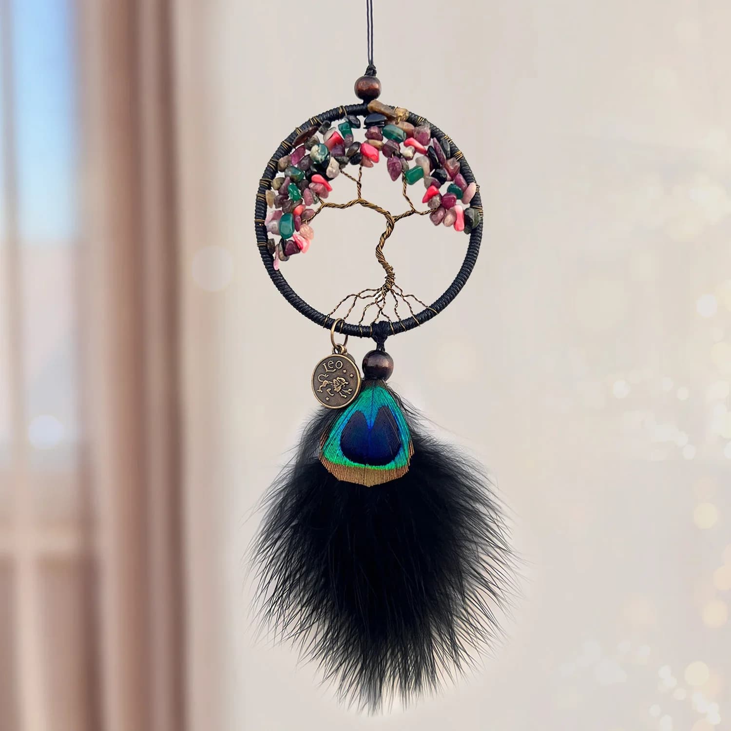 1 Pc Mini Tree of Life Dream Catchers for Car with Crystal, Gemstone Suncatcher Hanging Is Personalized Home Decor