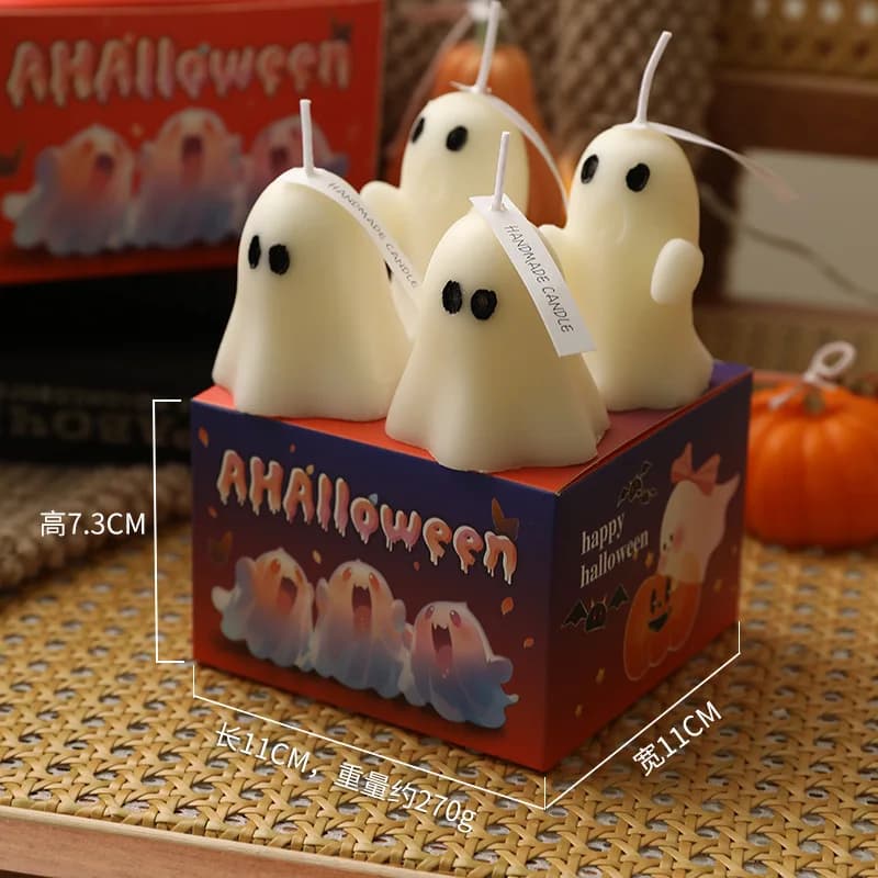 Candela Profumata a Forma di Fantasma per Halloween, Candela Aromaterapica Senza Fumo, Confezione Regalo, Decorazione Creativa per l'Atmosfera, Souvenir