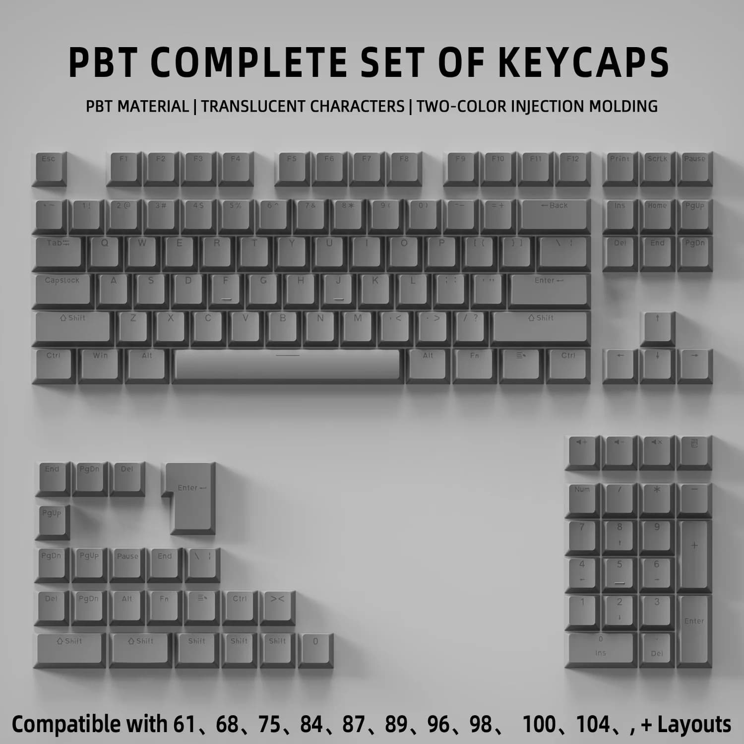 Solid-Color Keycaps Letter Keycaps Transparent Keycaps for Mechanical Keyboard OEM PBT Custom Keycaps DIY Keycaps