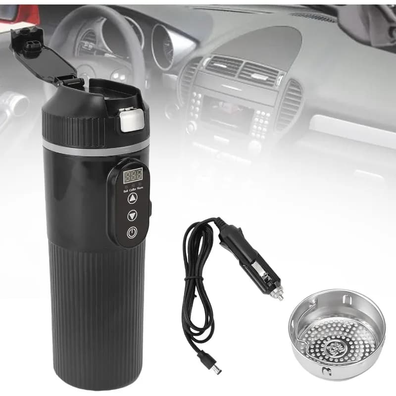 Electric Heating 500ML Car Kettle Heater Cup 12V 24V Stainless steel Quick Heat Water Cup for SUV Trucks Camping Trips