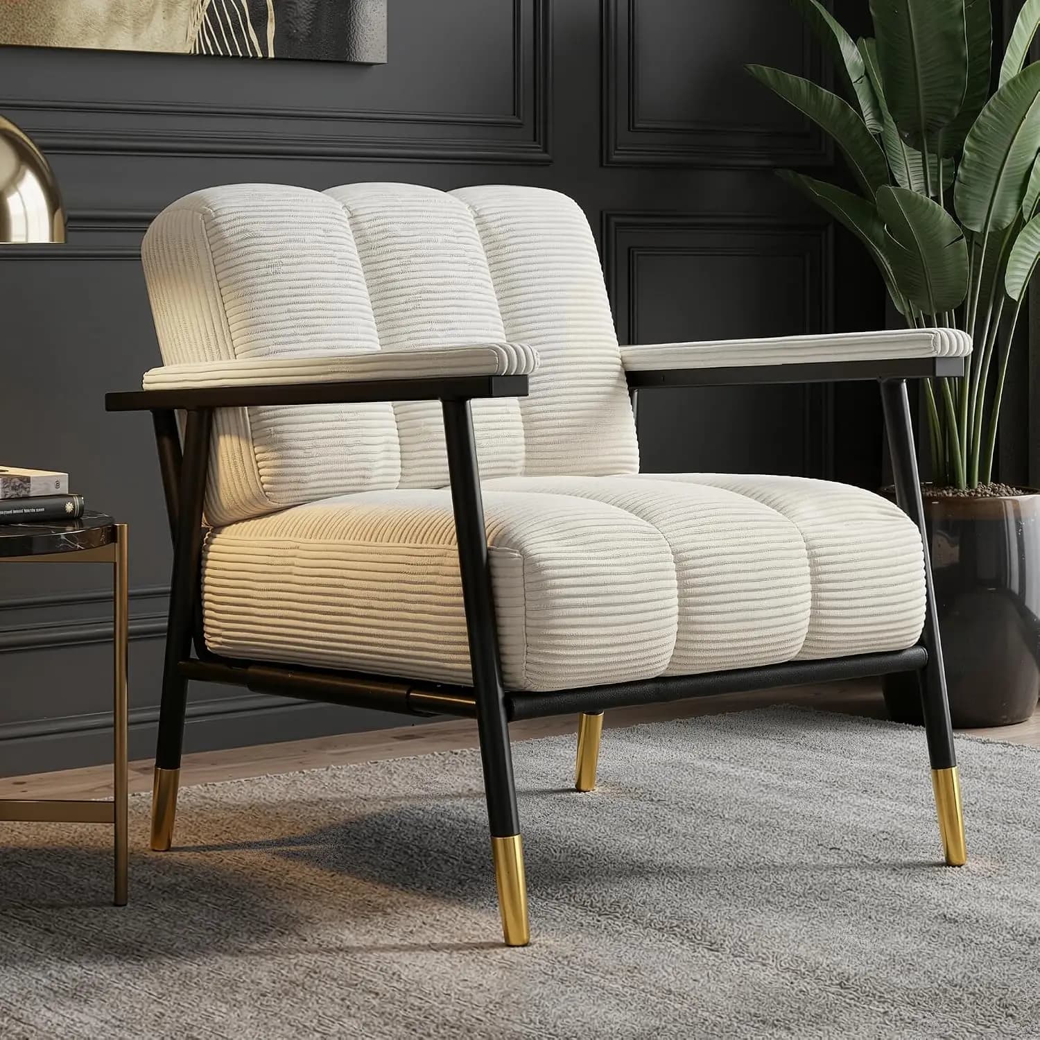 Living Room Accent Chair, Sturdy Metal Frame & Armrests, Upholstered Reading Chair with Upholstered Cushion for, Customized