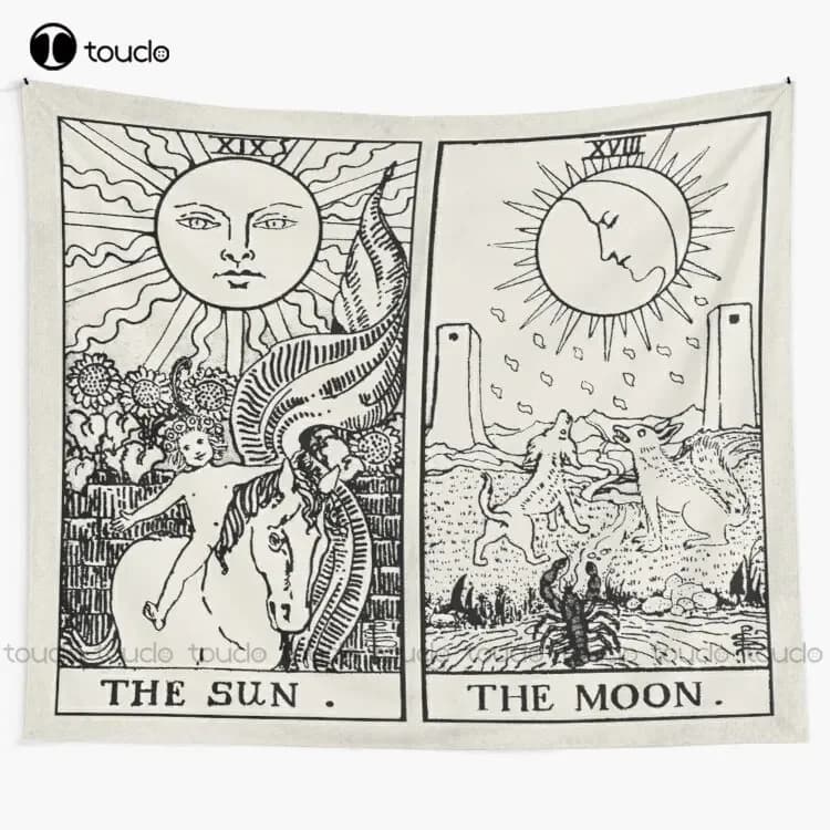 Il sole e la luna tarocchi carte arazzo arazzo appeso a parete per soggiorno camera da letto dormitorio decorazioni per la casa arazzo stampato