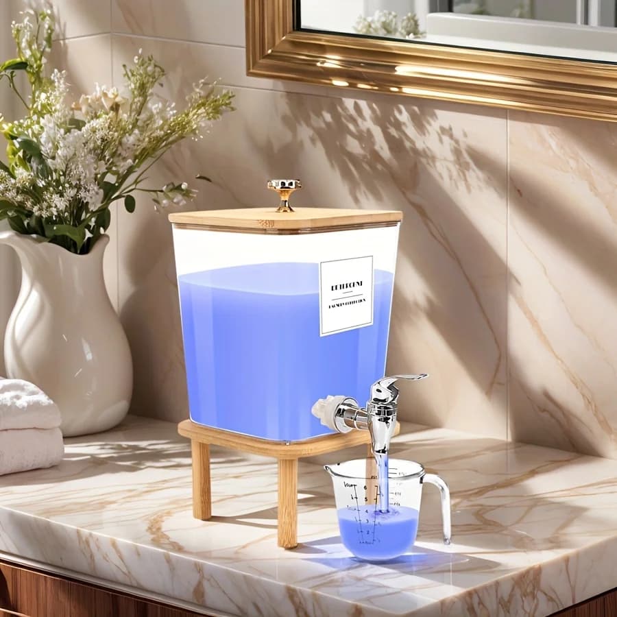 Dispenser di detersivo per bucato, dispenser di liquidi per bucato con rubinetto in acciaio inossidabile, dispenser di sapone liquido per bucato, ammorbidente