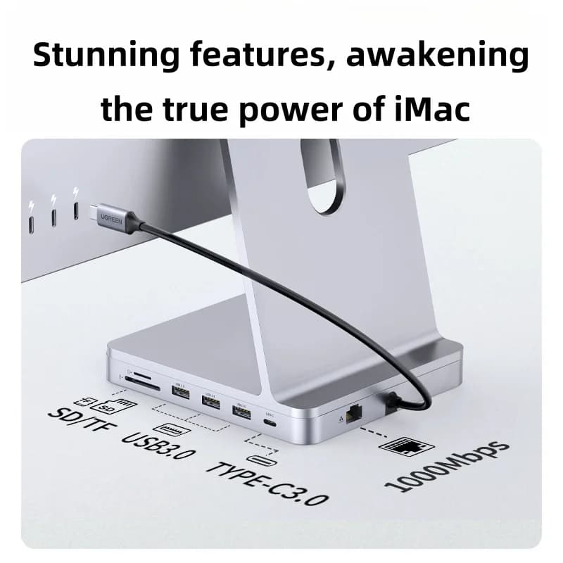Hub USB C 7 in 1 per iMac 24 pollici 2021/2023/2024 Supporto Gigabit Ethernet, accessori iMac con 3USB A, SD/TF, hub USB iMac