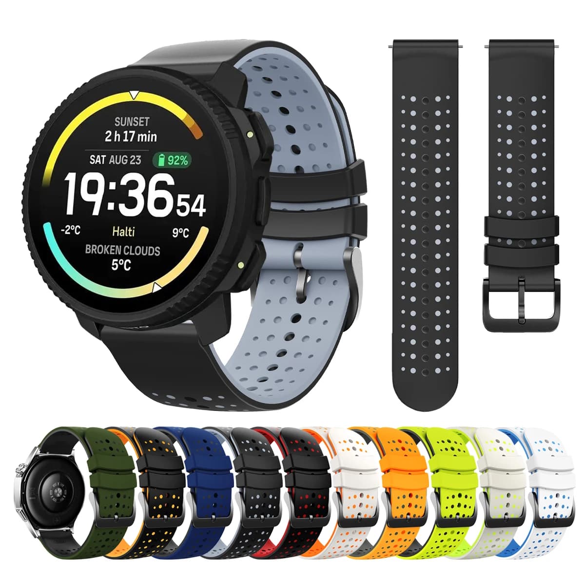 Cinturino in gomma traspirante da 20mm 22mm per SUUNTO VERTICAL 2/PACE 2 S/Run/OCEAN/9 5 Peak, braccialetto per Garmin Venu 4 3