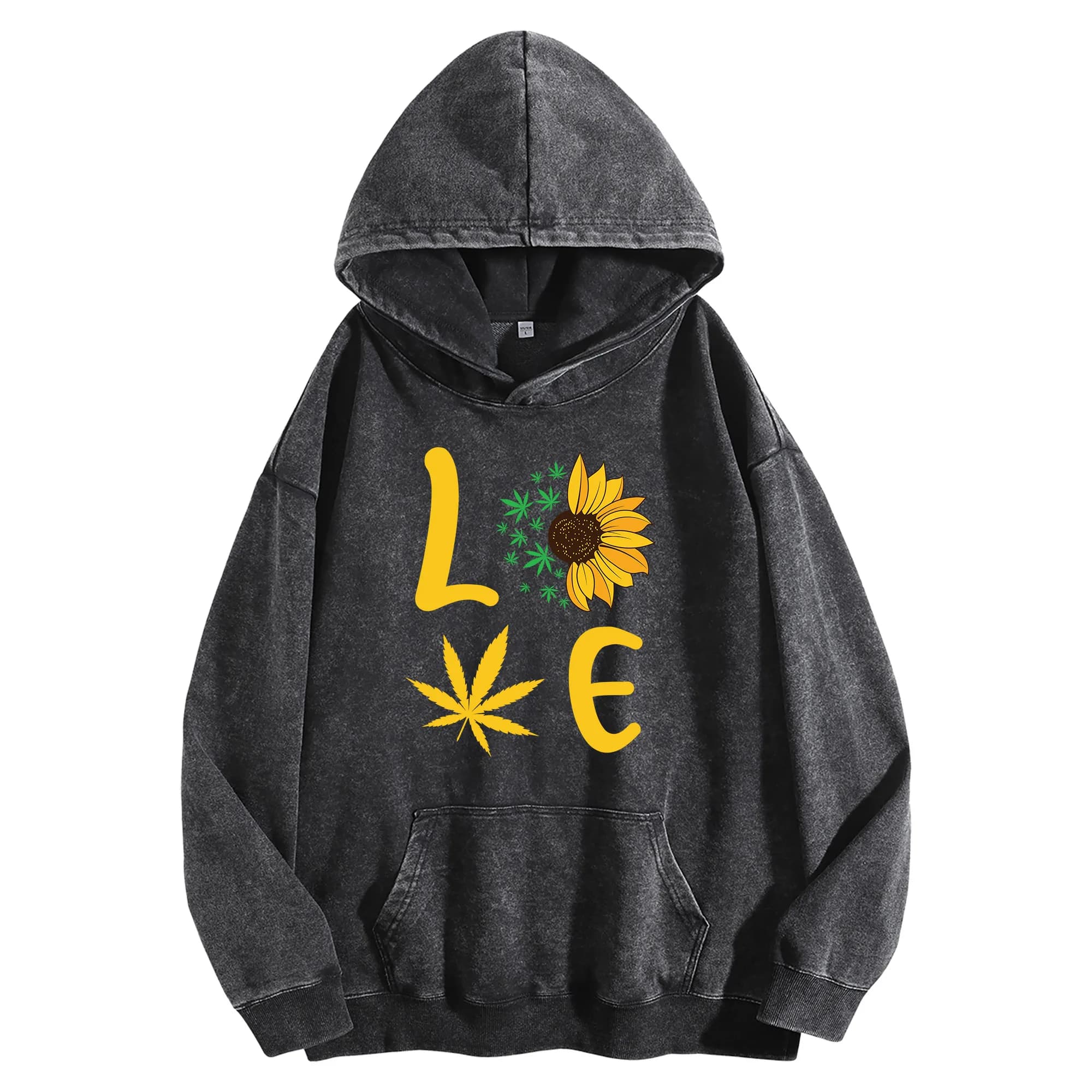 LOVE Sunflower Vintage Graphic Hoodie 400G Pullover Streetwear oversize unisex Christmas Gift and New Year's Eve
