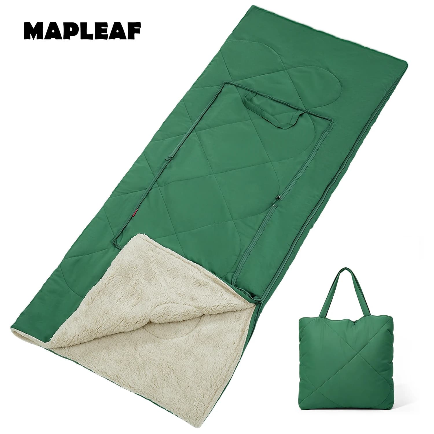 MAPLEAF Fleece Sleeping Bag 3-in-1 Blanket Pillow Wrap Water-Repellent Portable Camp Blanket Breathable Machine Washable Outdoor