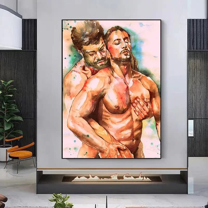 Abstract Sexy Male Body Art Canvas Prints Modern Gay Nude Wall Decor Poster for Home or Office Perfect Gift for LGBTQ Unique C