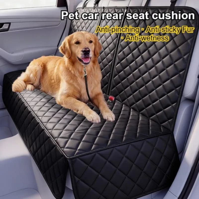 Waterproof Quilted Pet Car Seat Cover PU Leather Anti-scratch Non-stick Fur Headrest Straps SUV Pet Travel Seat Protection