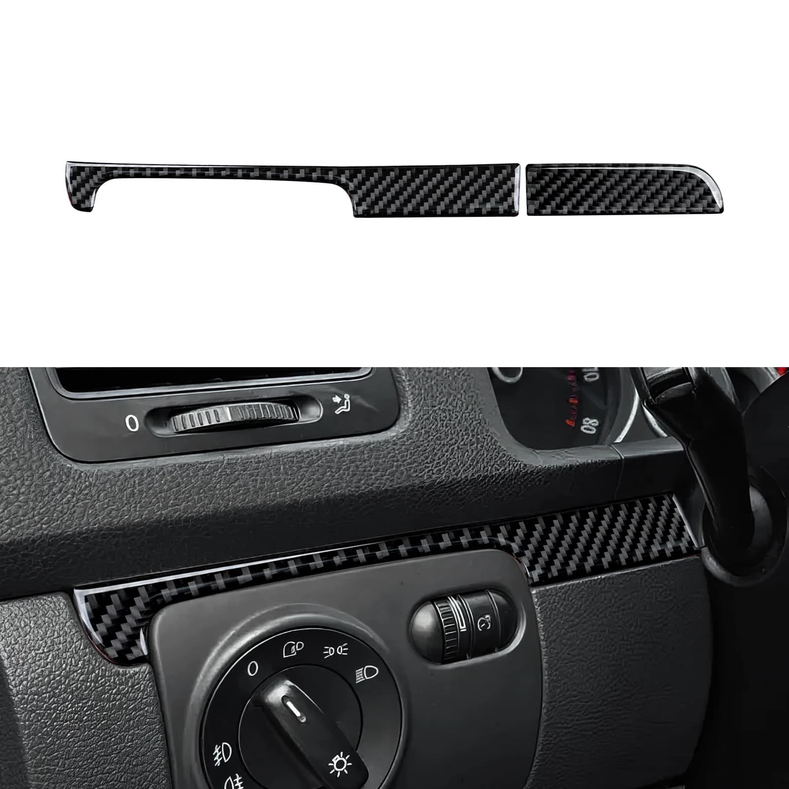 Car Dashboard Left Right Trim Strip. Carbon Fiber Sticker For VW Jetta V Golf V MK5 Plus R32 GTI Variant Scirocco EOS Interior.