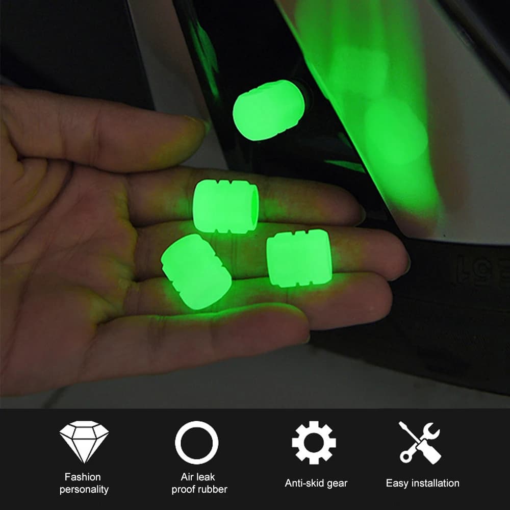 4 pz Teschio Auto Tappi Valvola Della Gomma Luminoso Mozzo Ruota Coperture Incandescente Fluorescente a Prova di Polvere Ugello Della Gomma Tappi Stelo per la Bicicletta Auto