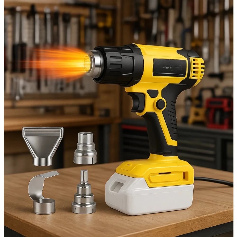 380W 1022 ° Pistola Termica Senza Fili F, Riscaldamento Rapido, 4 Ugelli, Luce LED, Protezione Bassa Tensione per Tubi Termoretraibili, Resina, Pellicola Vinilica