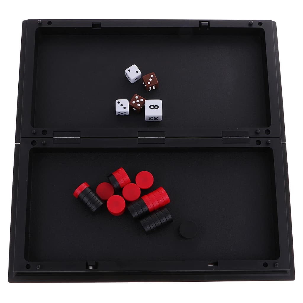 Backgammon Magnetic Chess Board Set Plastic Mini Checkers Game Portable Folding Board for Kids and Beginners