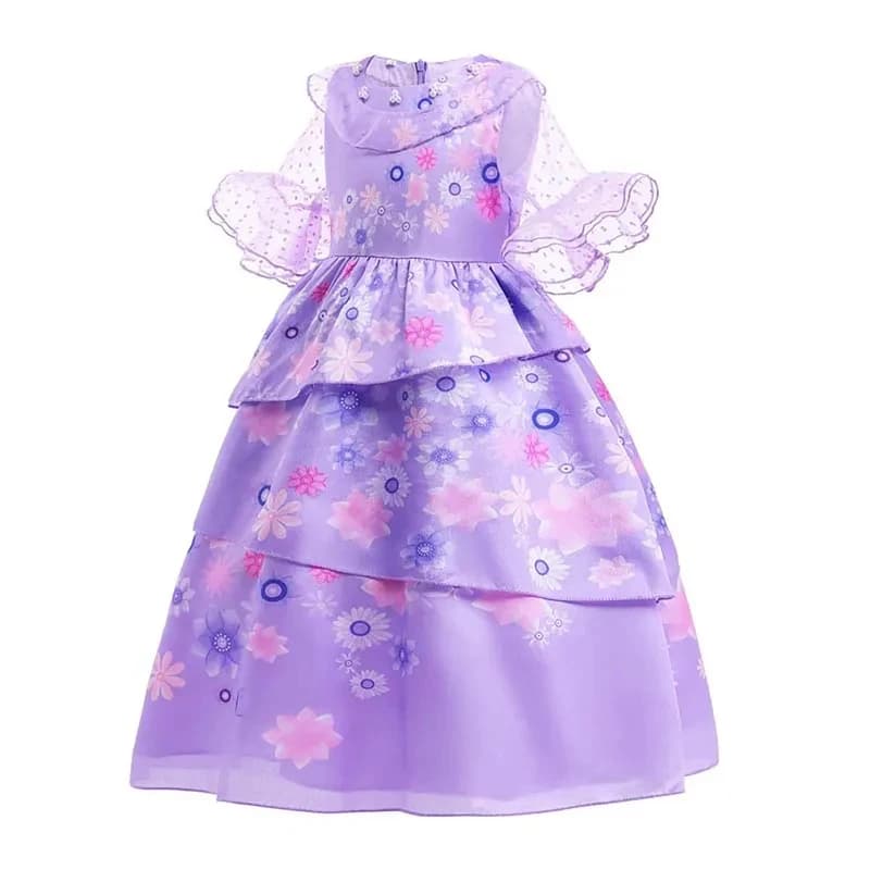 KKL3Birthday Party Dress Up Kids Isabella Princess Purple Fancy Ruffles k15[[
