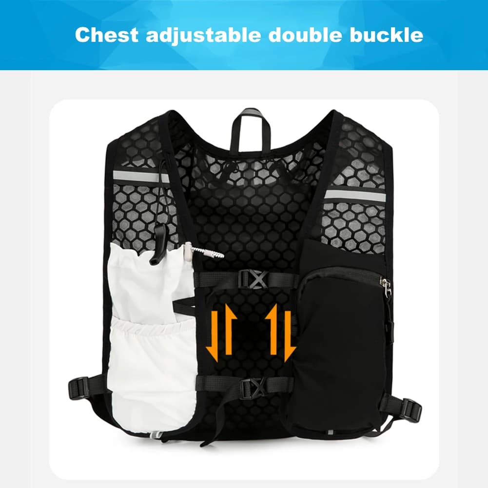 Breathable hydration vest with Water bag, Reflective Backpack for Hiking and Trail Running