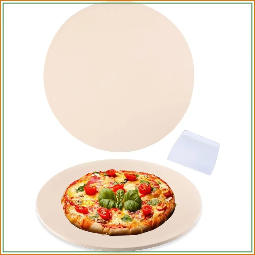 14 Inch Pizza Stone Cordierite Baking Stone for Oven & Grill, Heavy Duty BBQ Grilling Pizza Pan, Large Oven Stone for Crispier Crust Pizza, Bread and More