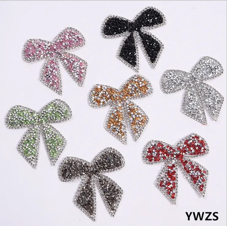 Nuovo arrivo 10 pezzi bowknot strass ferro sulla toppa fai da te hotfix motivo applique borsa per indumenti patch decorazione accessorio