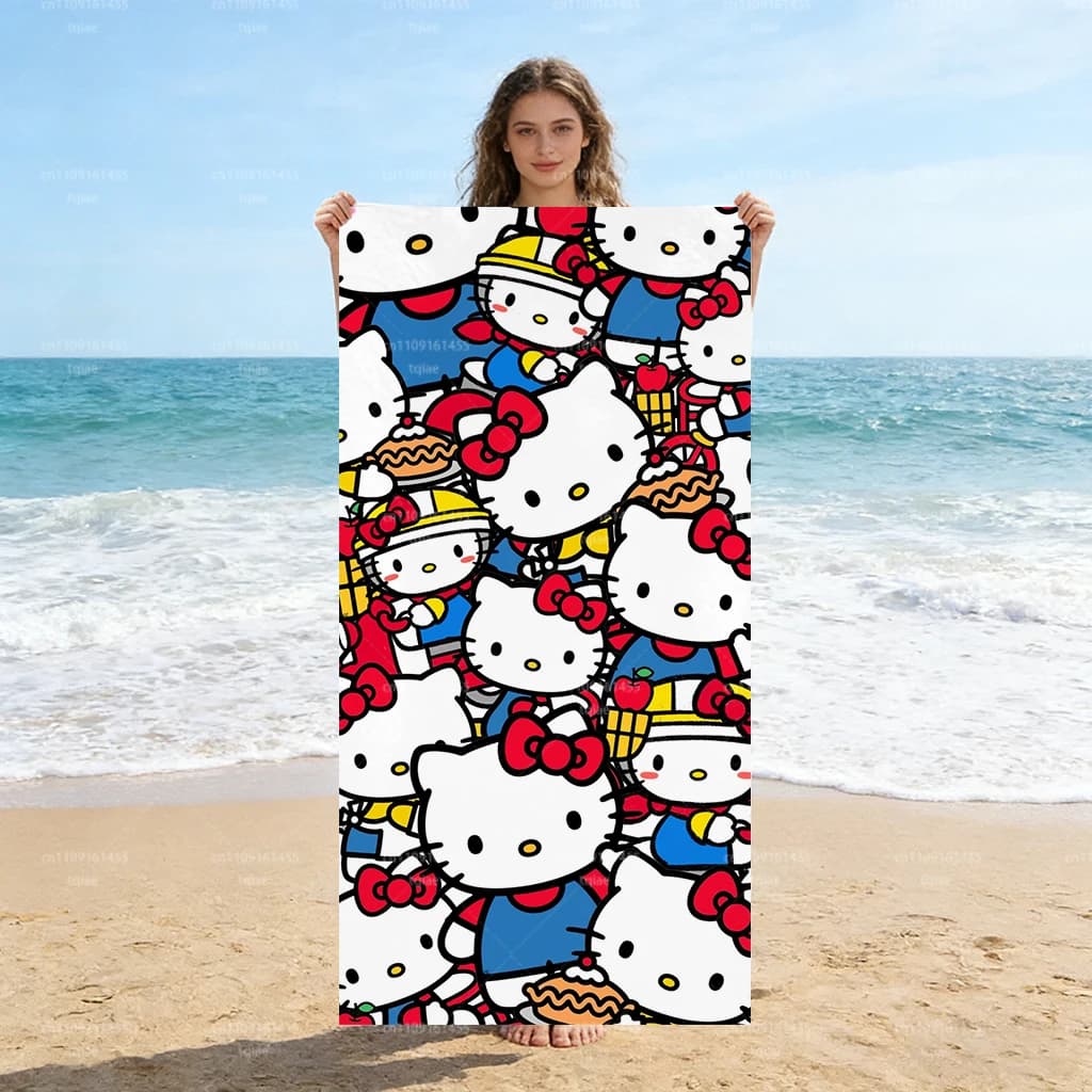 Asciugamano da spiaggia Sanrio Hello Kitty - Asciugatura rapida, leggero, morbido, unisex, per nuoto, campeggio, surf, viaggi
