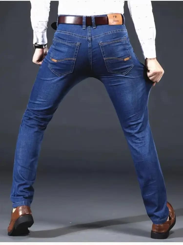 Nuovi Pantaloni da Uomo Leggeri e Lussuosi, Elasticizzati, Slim Fit, Comodi e Morbidi, Moda Business, Casual, in Denim, Abbigliamento di Marca Maschile