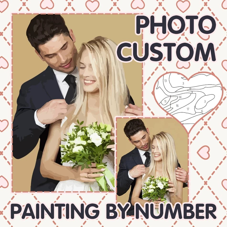 CHENISTORY Photo Custom Digital Painting DIY Personalized Acrylic Paint By Numbers Portrait Canvas Valentine's Day Marry Gift