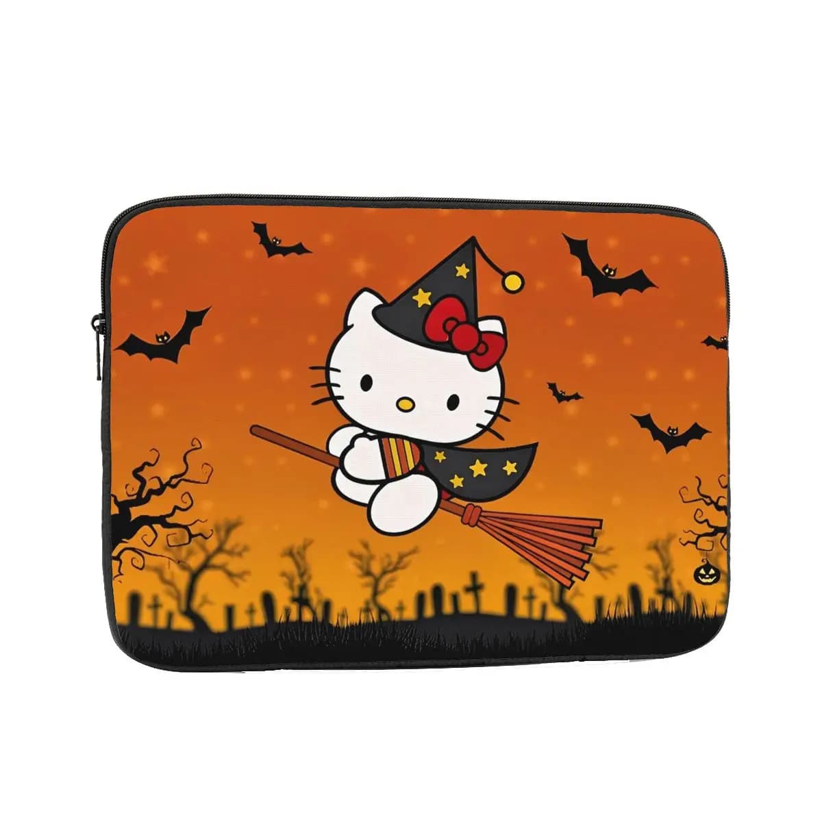 Custodia Antiurto per Laptop 12 13 15 17 Pollici Hello Kitty Halloween, Custodia per Notebook con Stampa Strega e Pipistrelli