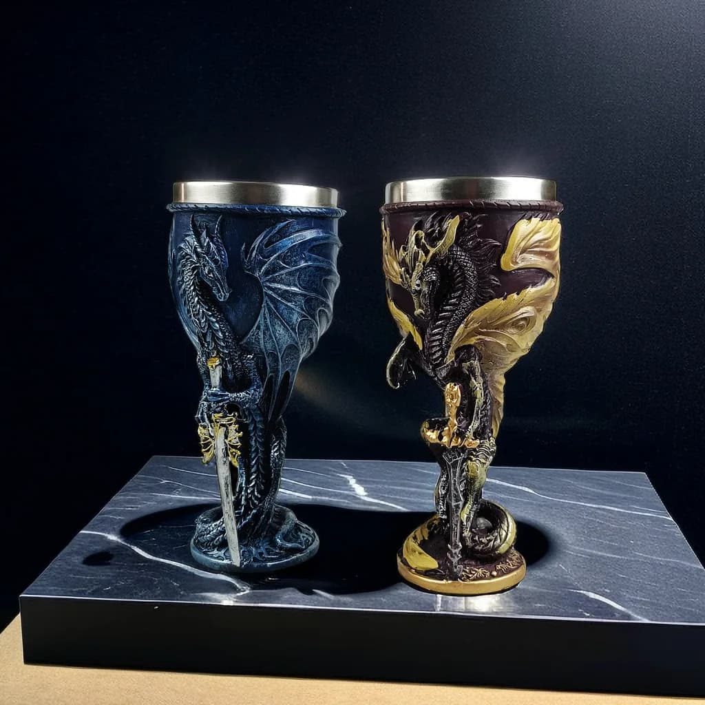 Calice in Acciaio Inox a Tema Drago, Idea Regalo di Halloween per Amanti del Vino, Bicchiere Unico per Feste e Decorazioni