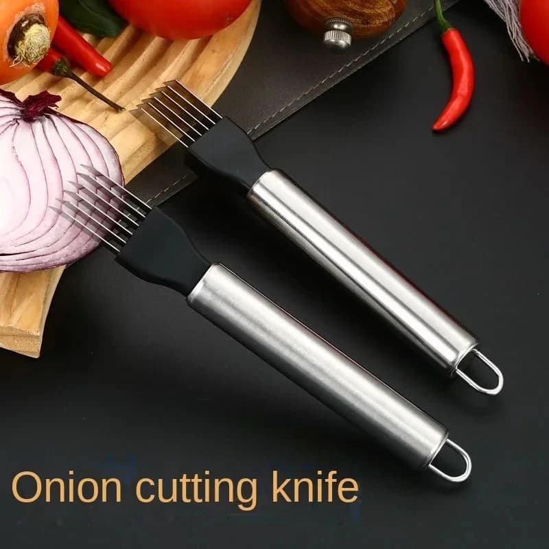 Stainless Steel Curved Grip Kitchen Chopper Knife Multi-Use Food Prep Cutter Speedy Green Onion Shredder Vegetable Chopping Tool