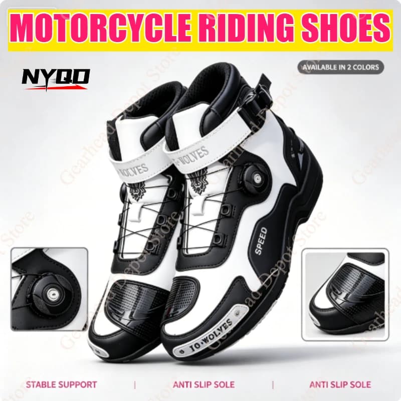 Motorcycle Riding Shoes Four Seasons Breathable Anti Slip Boots Men Motorbike Commute Off Road Protective Riding Gear