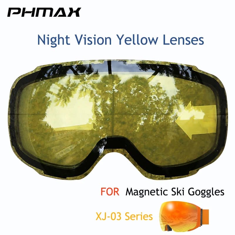 PHMAX occhiali da sci magnetici lenti per visione notturna lenti gialle antiappannamento UV400 lenti a levetta di ricambio rapido adatte per il XJ-03