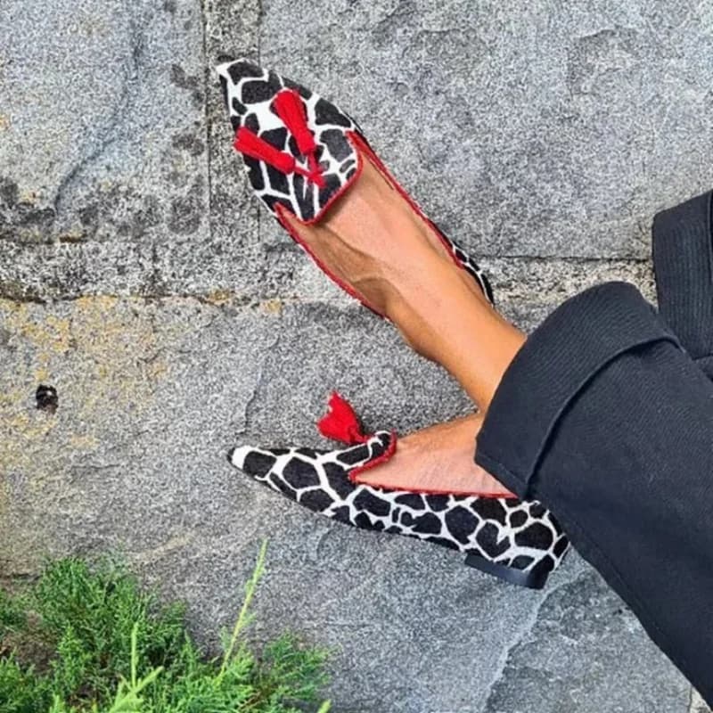 Sneakers Casual da Donna con Punta a Punta e Nappe Leopardate, Scarpe Eleganti Primaverili Autunnali Nuove con Tacco Basso in Camoscio