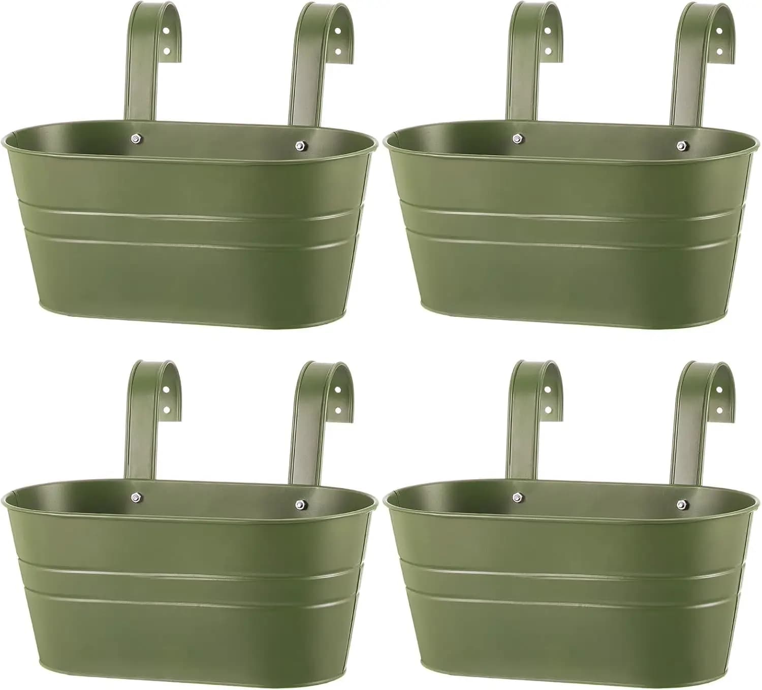 Set di 4 Vasi per Fiori in Metallo da Appendere per Ringhiere e Recinzioni, Fioriere Sospese da 26,9 cm per Piante da Esterno, Balcone e Finestra
