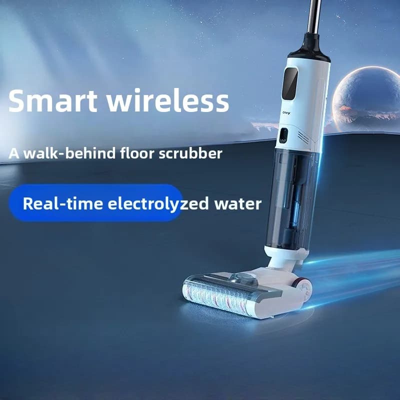 Wireless floor scrubber smart home electric voice electrolytic water washing and suction self-cleaning and mopping all-in-one
