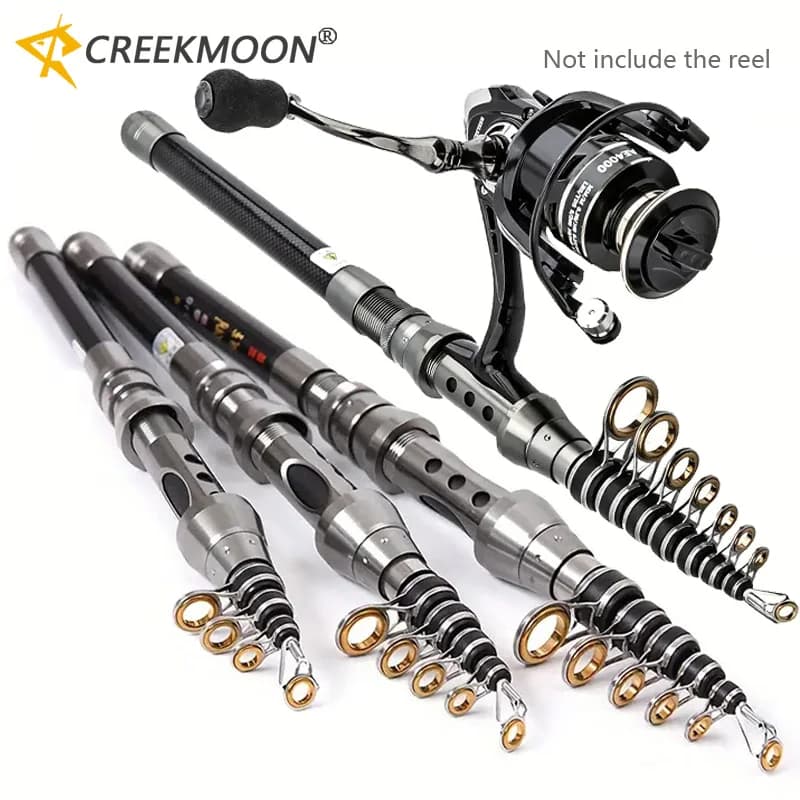 Canna da Pesca Telescopica in Fibra di Carbonio per Spinning, Fly, Carpfishing e Feeder, 2.4M 2.1M 1.5M, Mini Canna Corta da Viaggio con Portamulinello