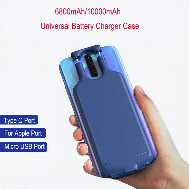 Custodia universale per caricabatteria da 10000 mAh per iPhone 16 15 Samsung Huawei Xiaomi Power Bank Custodia per batteria con clip posteriore di ricarica