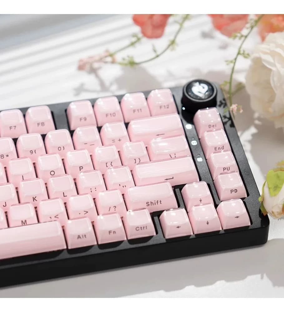 Pink crystal jelly keycap side engraved light-transmitting mechanical keyboard keycap 68 keys/87 keys/108 keys