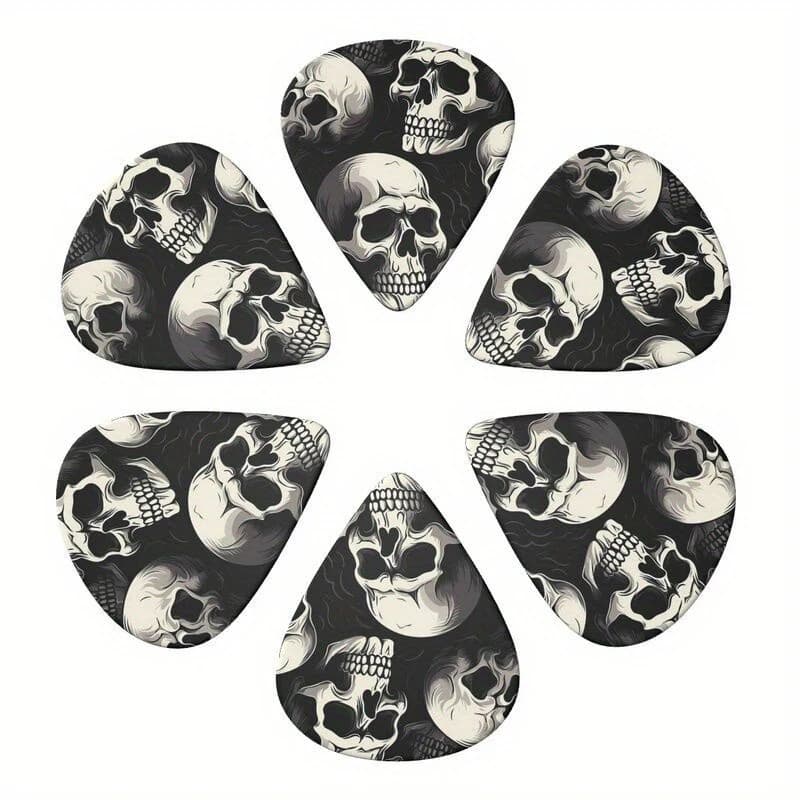New Guitar Pick Set 6-Piece Set- Double-sided Colorful Printed Plectrums for Electric/Bass, Durable Guitar Accessories Gift Set