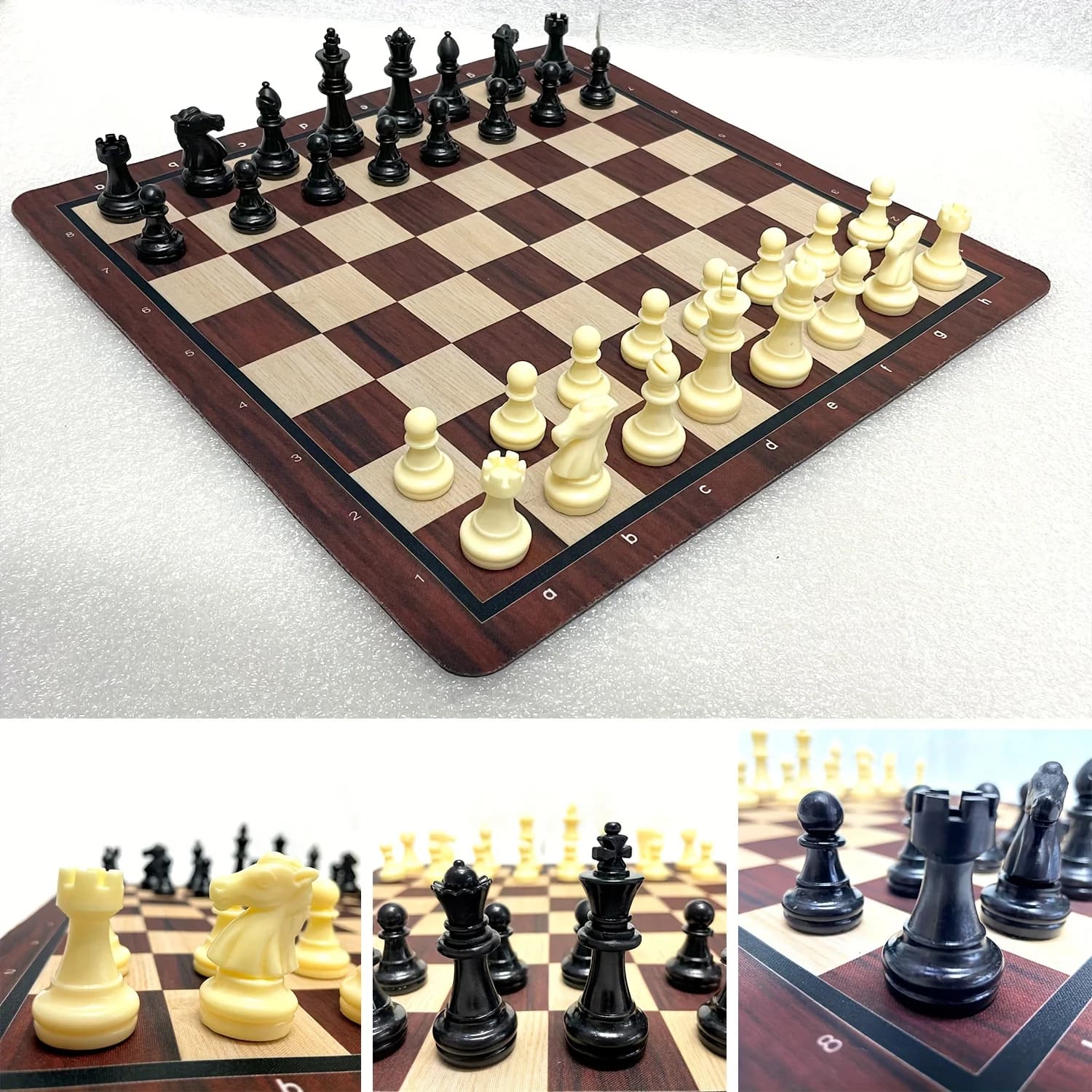13.78inch Chess set,BIG MAT AND BIG PIECES including a Game Mat, 16 pcs black and 16 pcs white chess pieces