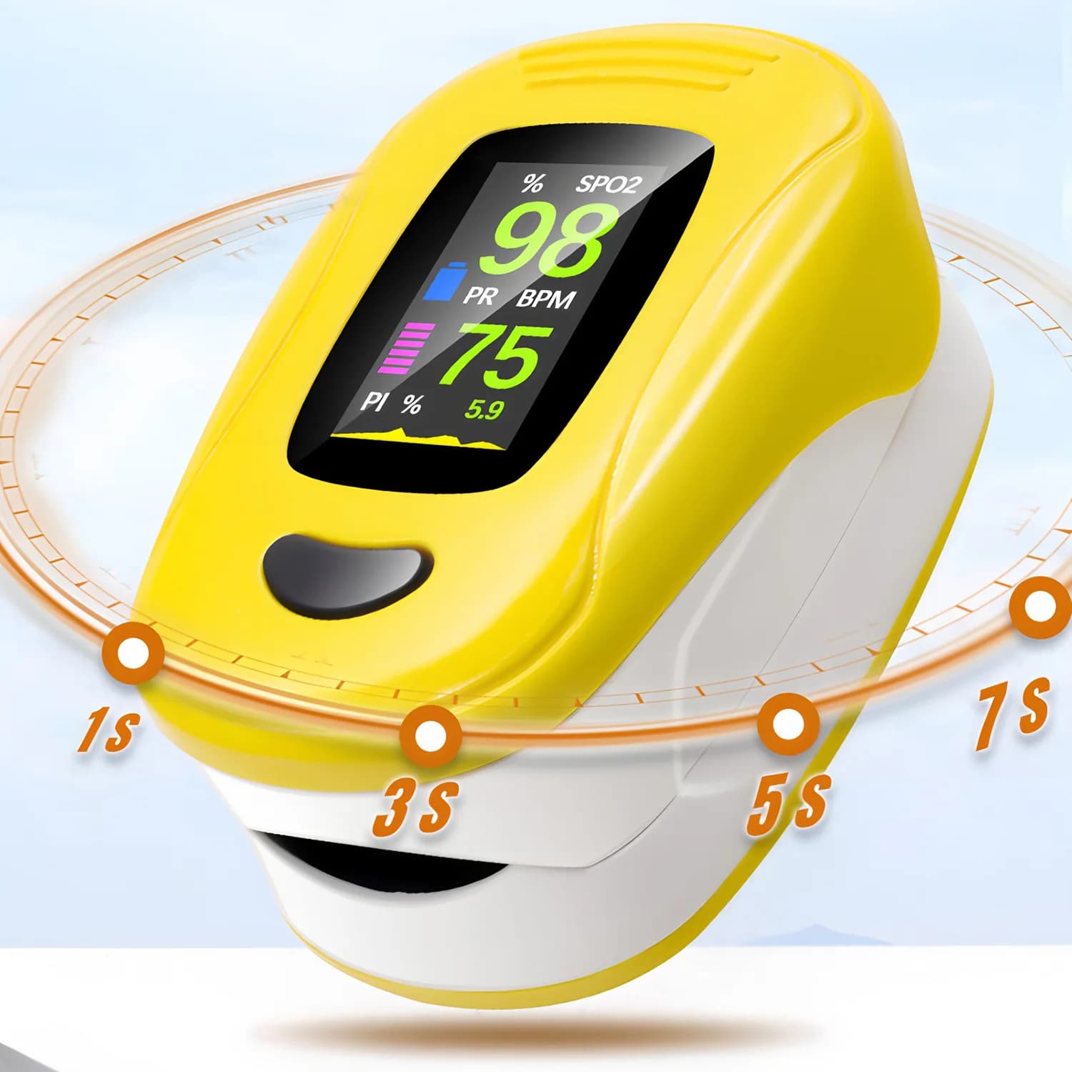 Pulse oxymeter, Oxygen Saturation Meter in Blood and Cardiac Frequency, Medical Equipment