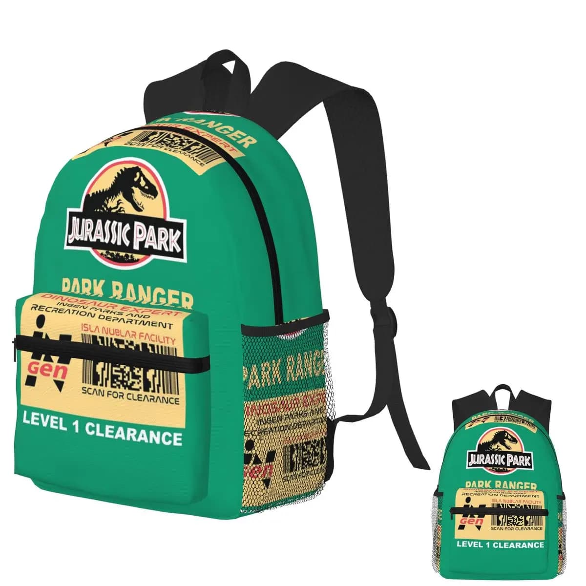 Jurrassix Park ParkRanger Card Zaino per studenti Borsa da scuola Zaino da viaggio per escursionismo per uomo Donna Borse a tracolla per libri alla moda