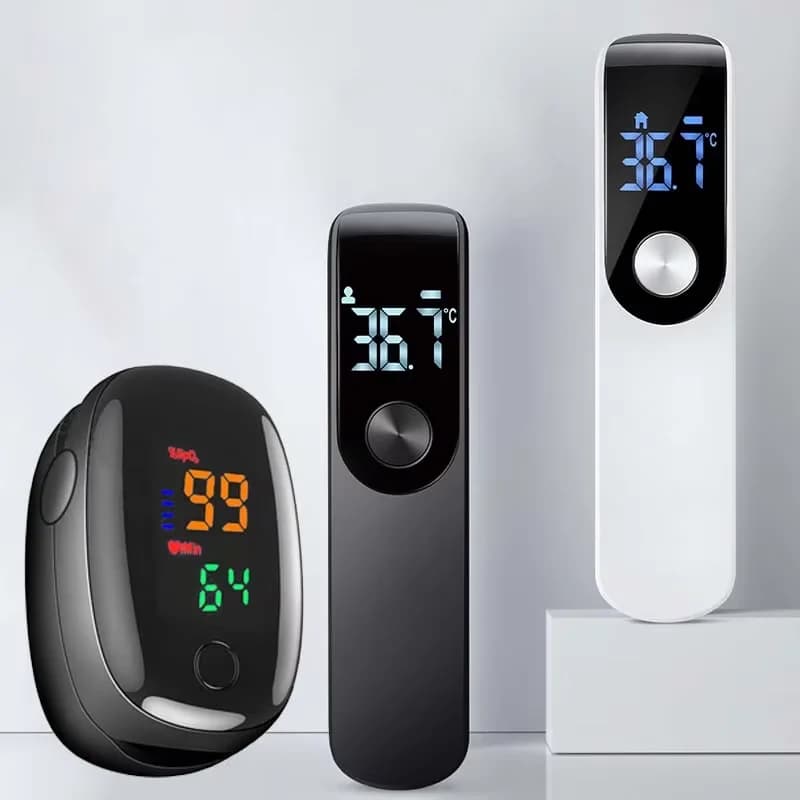 Medical Temperature Infrared Thermometer Forehead Digital Non-contact Thermomete or Finger Blood oxygen saturation Oximeter LED