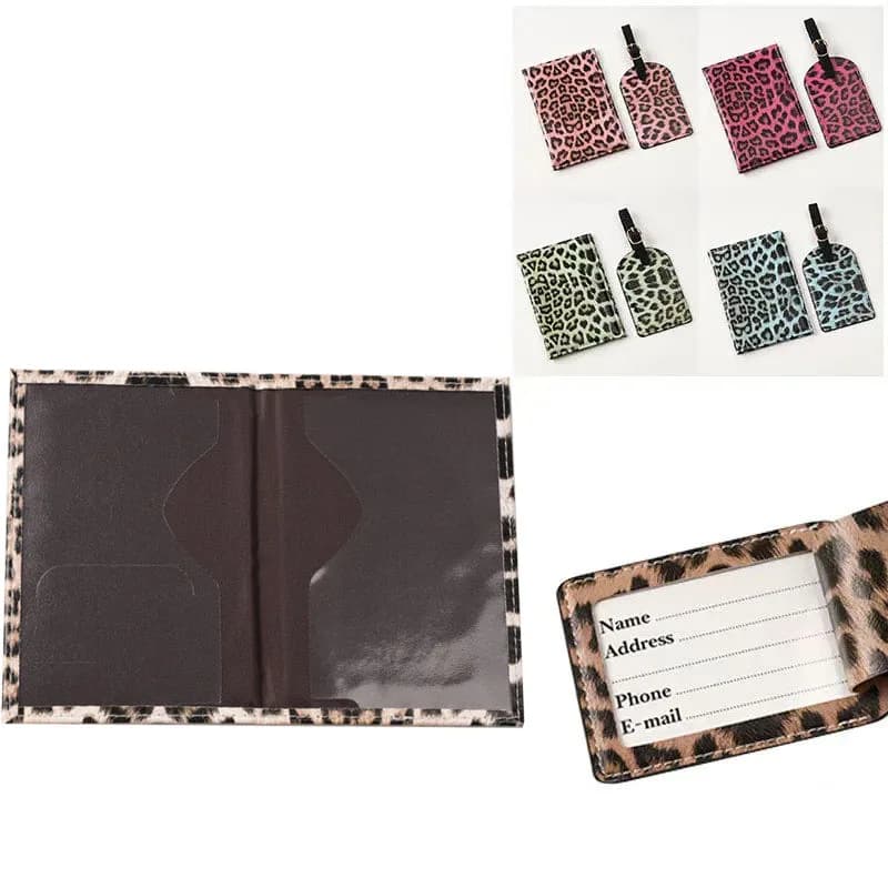 Women Men Leopard Print Passport Holder Wallet Waterprof Passport Protective Cover Travel Leather Case Cover Storage Bag Case