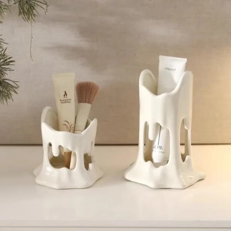 Nuovo Creativo Portaspazzolino e Portaspazzolino da Denti in Ceramica 2026, Porta Pennelli da Trucco per Coppie, Organizzatore