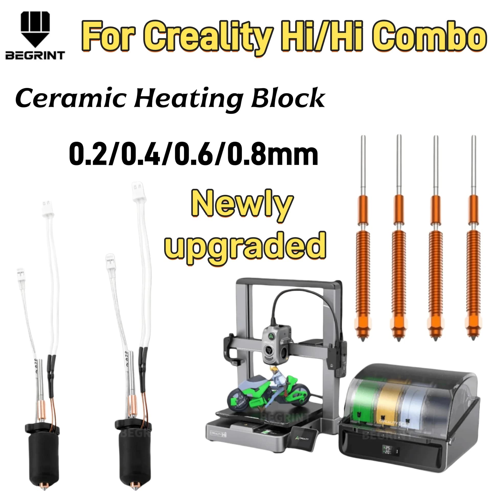 Kit Riscaldatore Ceramico ad Alta Temperatura per Creality Hi Hi Combo, Ugello in Acciaio Temprato a Sostituzione Rapida, Parti per Stampante 3D